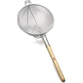 TableCraft 1023 11-3/4" Double Mesh Strainer with Wooden Handles