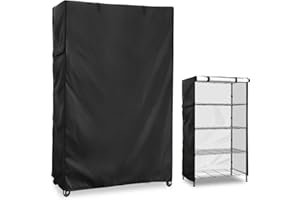 Exokugo Wire Shelf Cover,600D Heavy Duty 100% Waterproof Shelf Covers for Wire Shelving,Outdoor Storage Shelves Cover for Metal Rack,36" W x 16" D x 72" H,Black