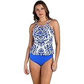 24th & Ocean Womens Underwire Cutout High Neck Tankini Swimsuit Top