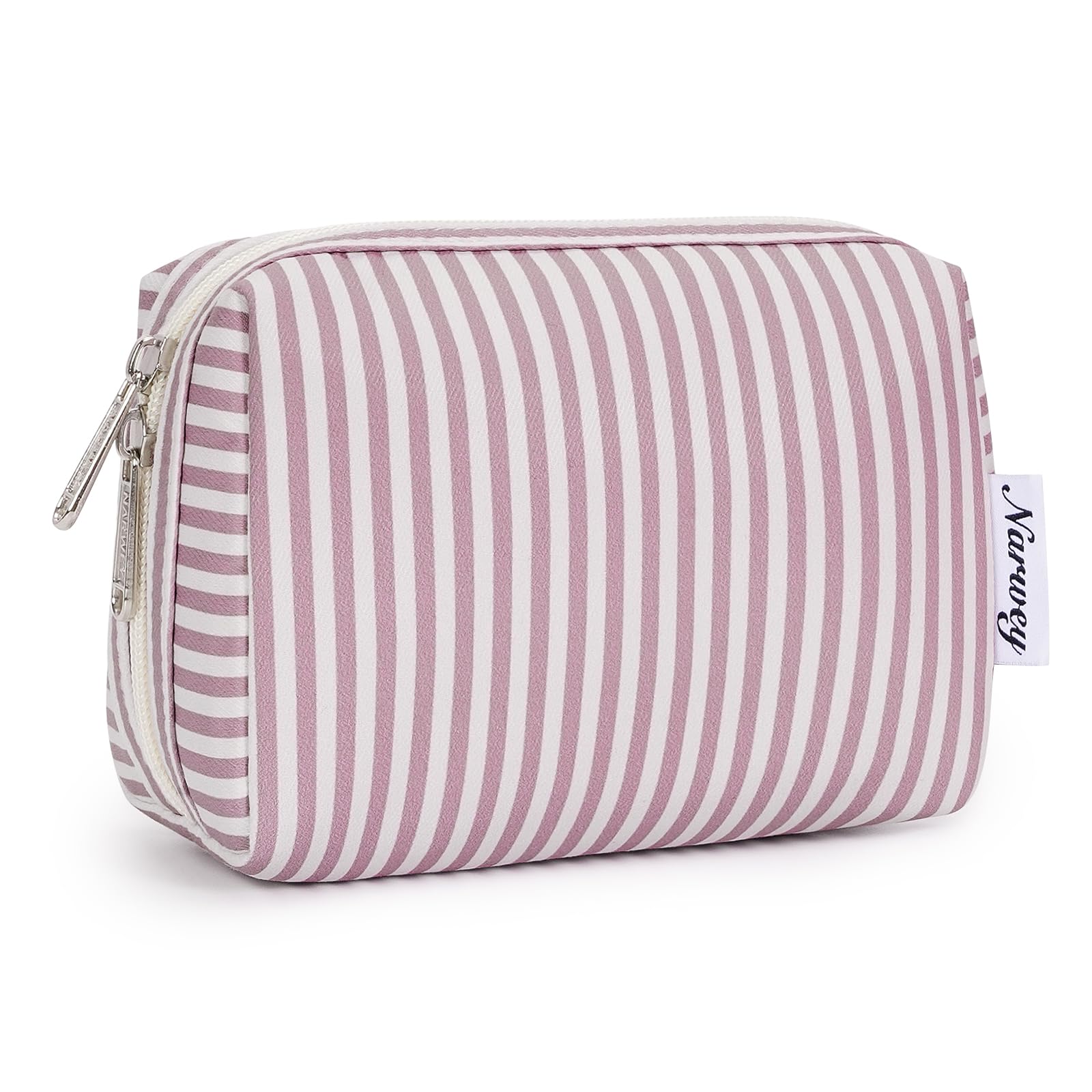 Small Makeup Bag for Purse Travel Makeup Pouch Mini Cosmetic Bag for Women (Dusty Rose Stripe, Small) — image 1