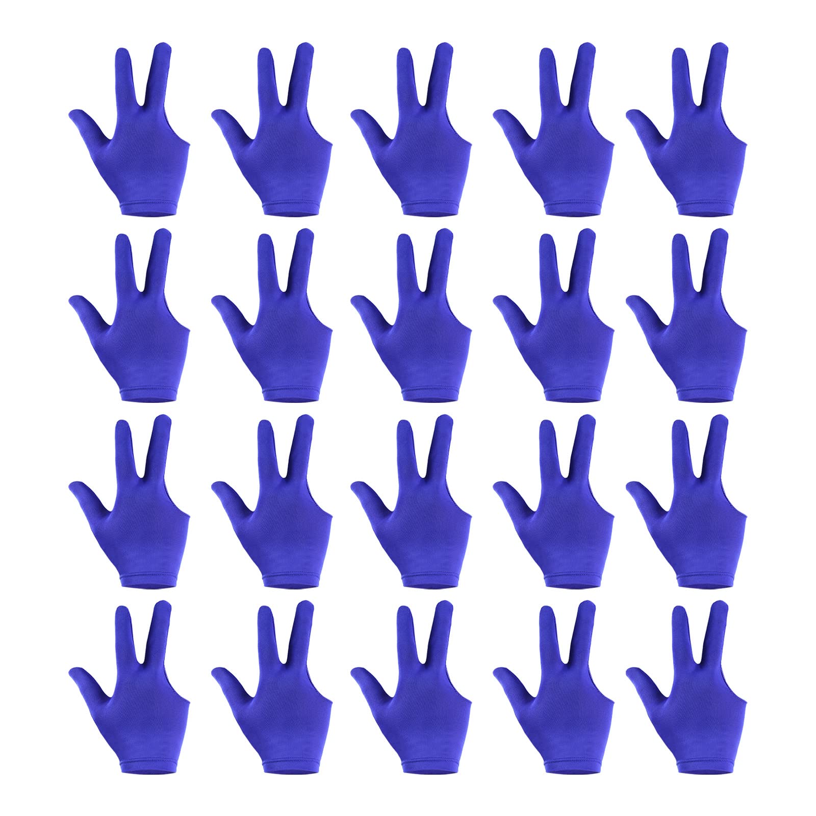 PATIKIL 3 Fingers Pool Gloves, 20 Packs Billiard Gloves Left & Right Hand Show Gloves Pool Cue Glove for Shooter Carom Pool Snooker Cue Sport, Blue