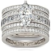 Jeulia 2 Carat 3PC Wedding Ring Set for Women Marquise Cut CZ Engagement Rings Sterling Silver Oval Cubic Zirconia Bridal Set Solitaire Diamond Anniversary Promise Rings with Jewelry Box