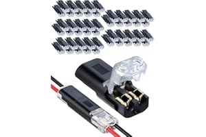 50 Pcs Double-Wire Connector, 2-Pin Low Voltage Quick Connect Plugs with Locking Buckle for LED Strip Lights, Solderless Wire