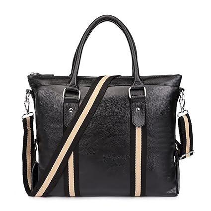 Mens Laptop Shoulder Leather Briefcase Multi-Function Portfolio Business Handbag