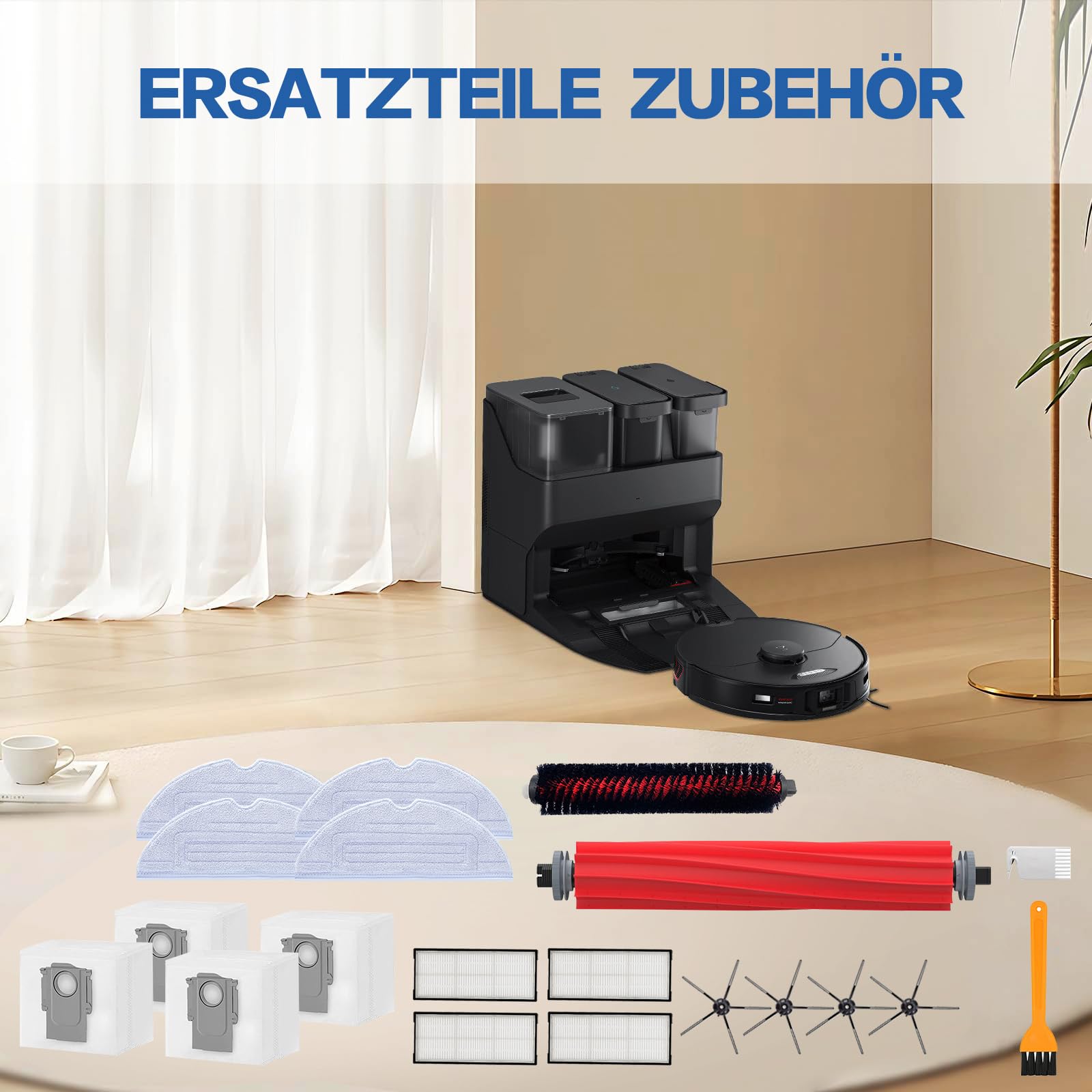 20 Stück Zubehör Für Roborock S7 Maxv Ultra, Ersatzteile Für Roborock S7 Zubehörset Pro Ultra, 1 Hauptbürste, 1 Selbstreinigende Bürste, 4 Wischtücher, 4 Filter, 4 Seitenbürsten, 4 Staubbeutel 7