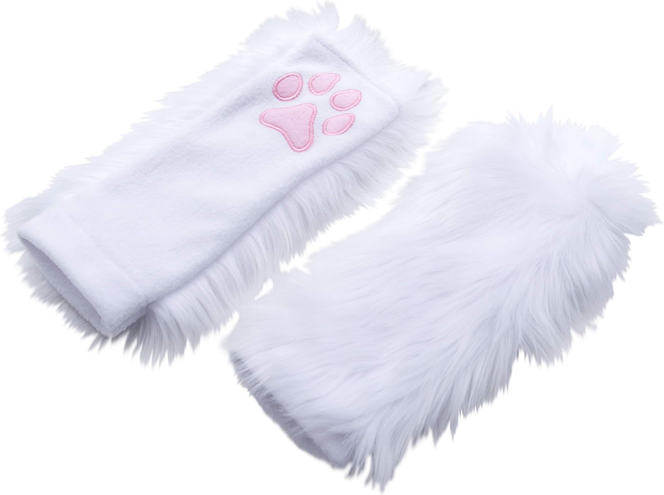 Pawstar Noir Furry Paw Warmers Arm Hand Cover Fingerless Gloves