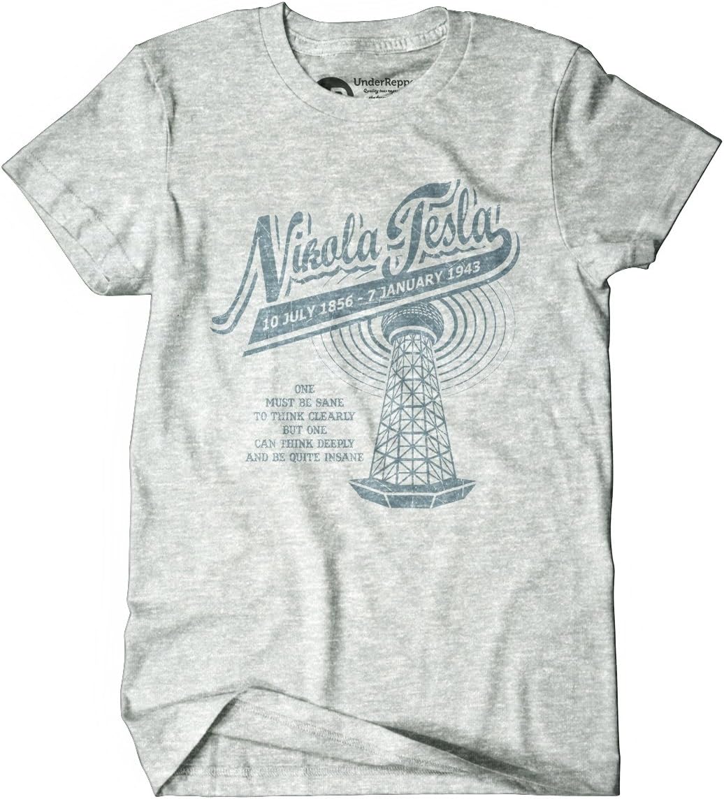 "Wardenclyffe" Nikola Tesla Mens 100% Cotton Crew Neck T Shirt (Small)