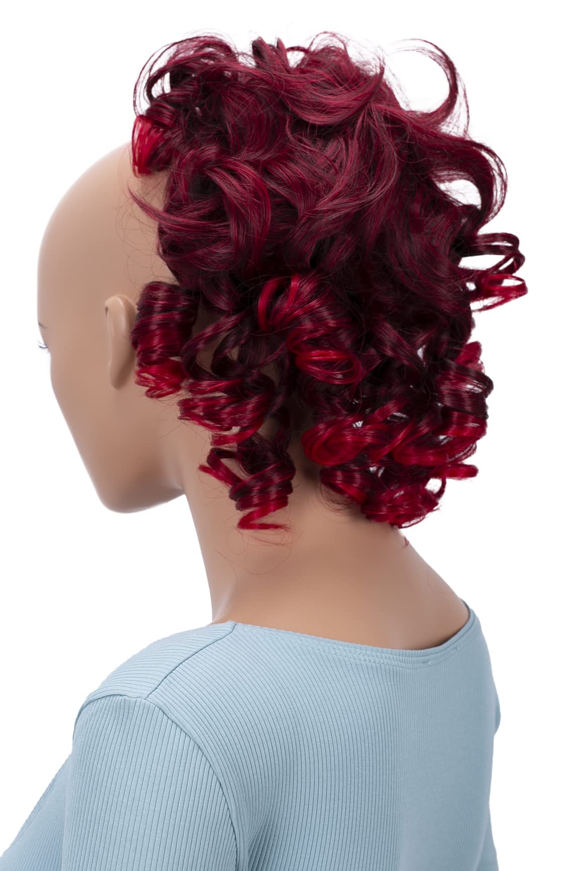 CAISHA Hairpiece Scrunchy Updo Bridal Hairstyles Voluminous Curly Messy Bun Black Red Mix G27L