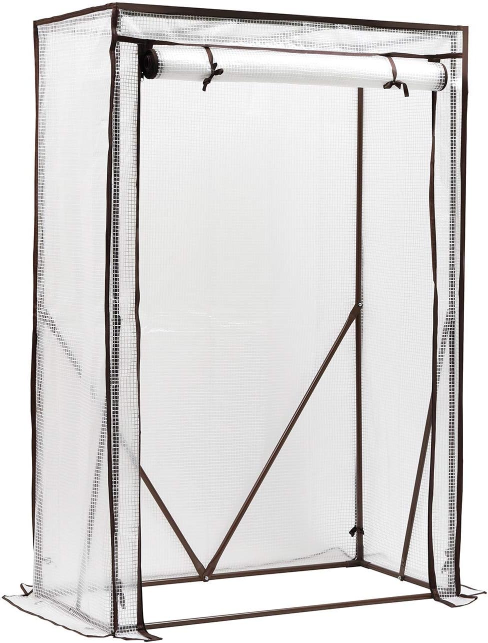 Sekey Foliengewächshaus, Gewächshaus klein, Tomatenhaus, Treibhaus mit Tür zum Aufrollen, Frühbeet, Tomatengewächshaus, Gemüse, Blumen, Obst, Garten, 100 x 50 x 150 cm, weiß