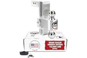 Weigh Safe 180 Hitch - Adjustable Trailer Hitch Ball Mount - 8" Adjustable Drop Hitch for 2" Receiver - Heavy Duty Aluminum Trailer Tow Hitch w/ Chrome Plated Tow Balls (2" & 2 5/16") - 12,500 GTW
