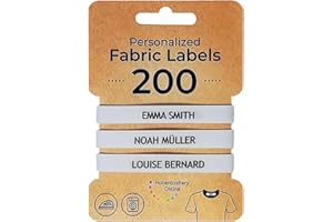 200 Personalized Iron-on Fabric Labels for Kids, Baby & Children's Clothes, School Uniform, Gentle on Skin, Durable, Easy to 