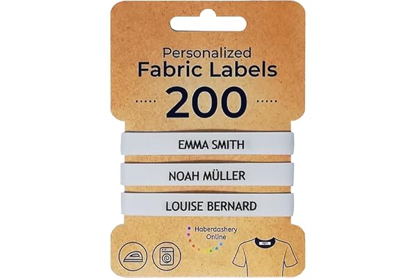 200 Personalized Iron-on Fabric Labels for Kids, Baby & Children's Clothes, School Uniform, Gentle on Skin, Durable, Easy to