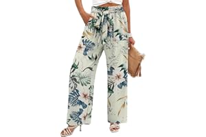 Angerella Womens Wide Leg Pants High Elastic Waist Adjustable Knot Casual Flowy Trousers Business Work Pants with Pockets