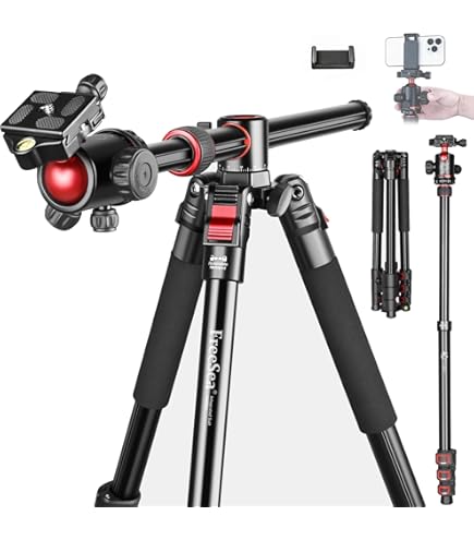 Andoer Camerastatief, 150 cm, licht statief met 360° draaibare kogelkop, afneembare middenas met 2 secties, draagtas voor DSLR-camera's, camcorders, smartphones