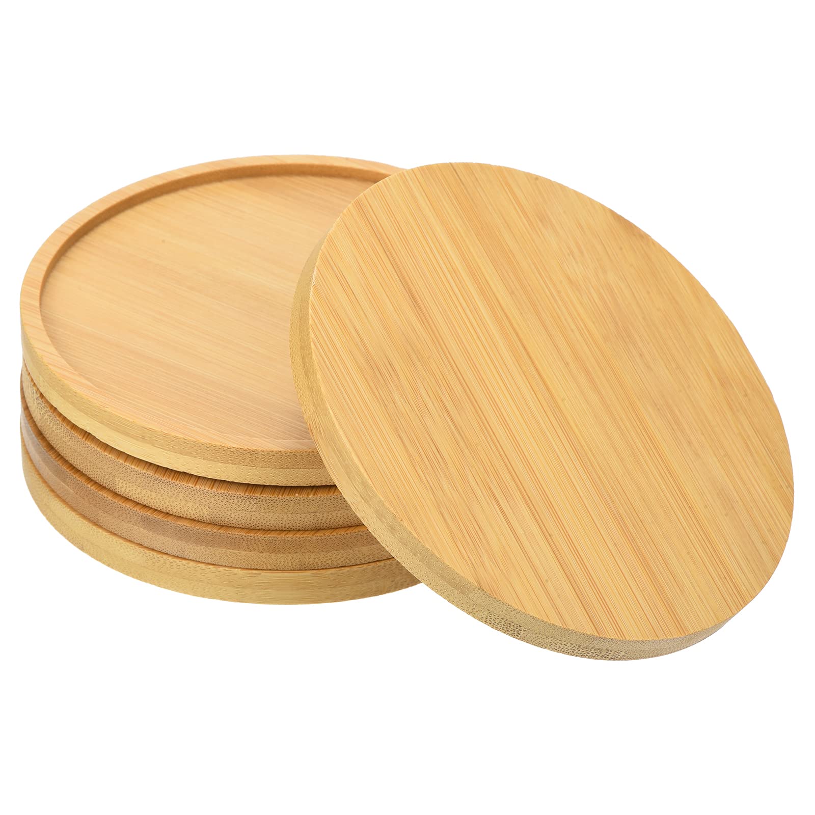 PATIKIL Plant Pot Saucer 4.7 Inch OD, 5 Pack Bamboo Round Flower Drip Tray for Home Indoor