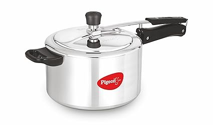 Pigeon Favourite Alluminum Pressure Cooker with Inner Lid, 5 Litres, Silver