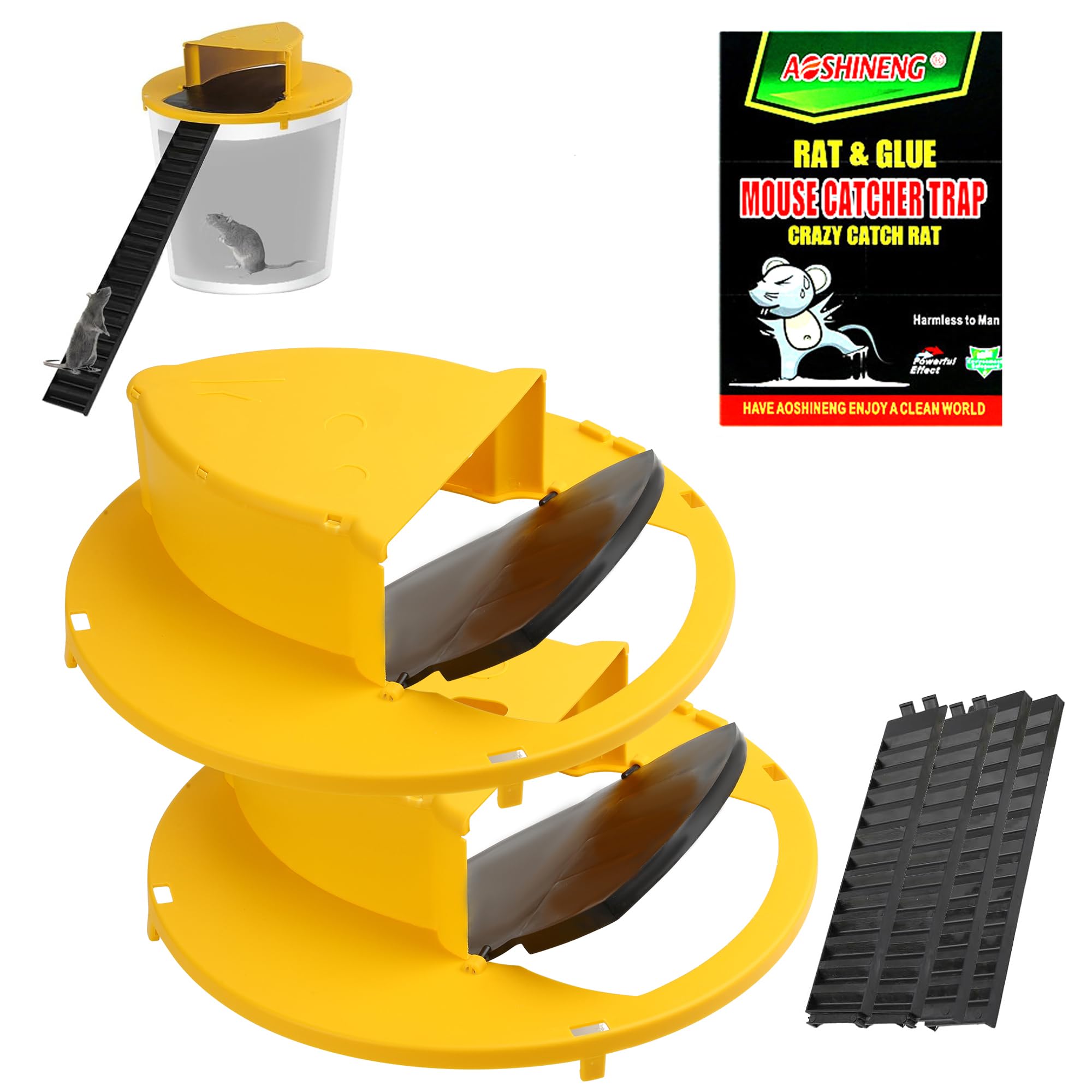 Photo 1 of 2 Pack Mouse Trap Bucket Adapted to 5 Gallon Bucket Lid Rat Trap Comes with Mouse Catching Stickers Automatic Reset for Indoor Outdoor Use Reusable