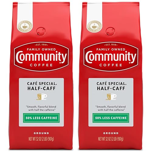 Community Coffee Café Special Half-Caff 32 Ounces, Medium Dark Roast Ground Coffee, 32 Ounce Bag (Pack of 2)