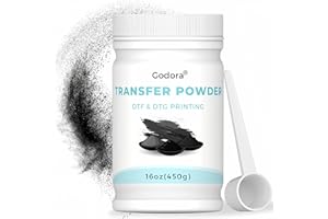 Godora DTF Powder Black Digital Transfer Hot Melt Adhesive, DTF PreTreat Transfer Powder for Black or Dark Colored Garments, DTF Hot Melt Adhesive Powder for All DTF and DTG Printers, 450g - 16oz
