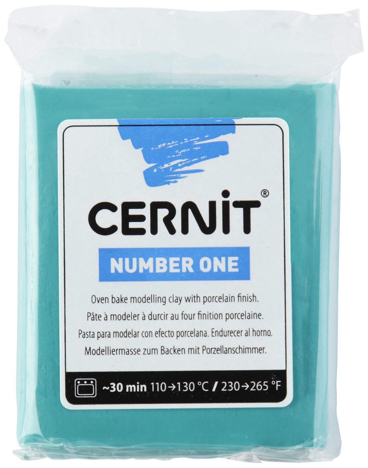 CERNIT CE0900056676C - A Pack of Polymer Clay Block - Number One Range - Modelling and Baking Clay - Turquoise Green - 56 g Block - Manufactured in Belgium — image 1