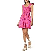 The Drop Womens Kari Ruffled-Shoulder Smocked Mini Dress