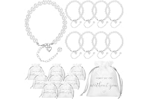 Tondiamo Bridesmaid Proposal Bracelets with Heart and Jewelry Pouches I Can't Say I Do Without You Pearl Beaded Bridesmaid Proposal Gifts for Bridal Shower Favor