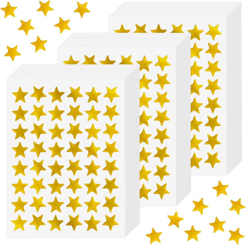 Prasacco 1440 Gold Star Stickers 0.5in Small Metallic Foil Rewards