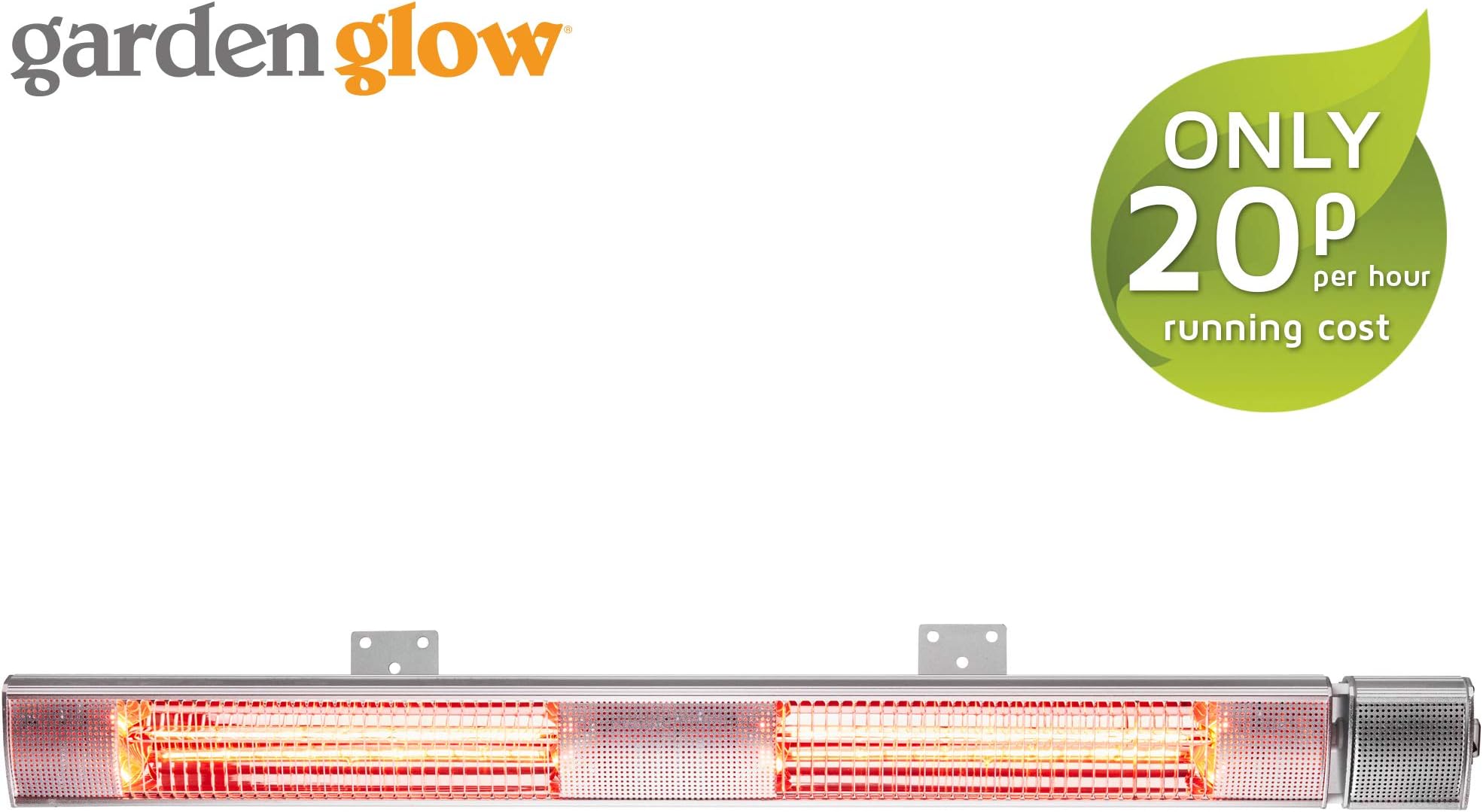Garden Glow 3000W Wall Mounted Patio Heater Tilting Remote Control Dual Setting Outdoor