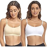 Litthing Bralettes Padded for Women Cami Strap Bra Seamless Sportsbra Wireless Comfort Yoga Lightly T-Shirt Tank Tops