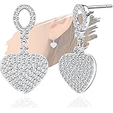 Small Heart Stud Earrings for Women Sterling Silver Cubic Zirconia Hollow Oval Post Earrings Hypoallergenic Lightweight Sparkly CZ Love Heart Shaped Earring Jewelry Gifts