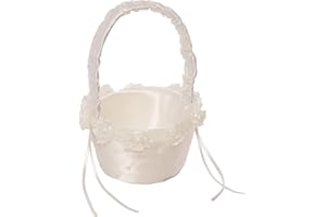 Simplicity 5073062010 Small Flower Girl Basket for Weddings and Other Celebrations, 3.5'' W x 5'' L x 7.5'' H, White Ivory