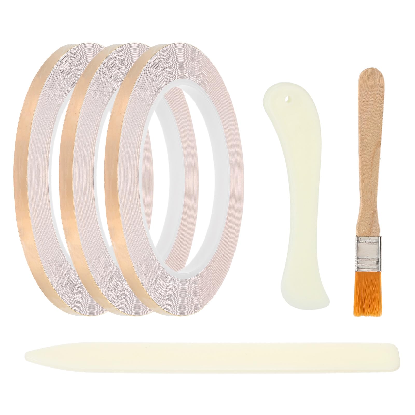 PATIKIL 36 Yard 1/4 Inch Copper Foil Tape,3 Roll Copper Tape with Single-Sided Conductive Stained Glass Foil Tool with Scraper and Brush for Stained Tools DIY Crafting