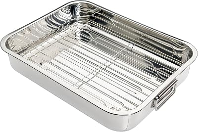 KitchenCraft Roasting Tin with Rack Stainless Steel 37 x 28 cm