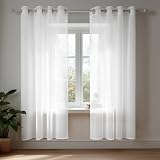 Deconovo Net Curtains 72 Inch Drop 2 Panels White Eyelet Voile