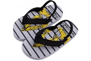 techcity Toddler Boys Girls Flip Flops Kids Unicorn Dinosaur Sandals Beach Pool Water Shoes with Back Strap
