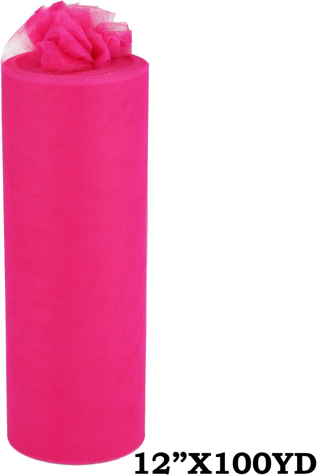 Tableclothsfactory 12" x 300 ft Wedding Tulle Roll Fabric for DIY Favors - Fuchsia