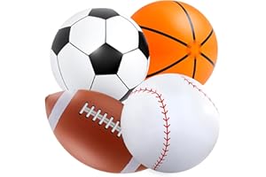 Lewtemi Giant Inflatable Sports Balls Large Inflatable Beach Ball Baseballs Soccer Rainbow Basketball Football for Sport Birthday Party Favor(4 Pcs,Soccer, Baseball, Basketball, Football,27 Inch)