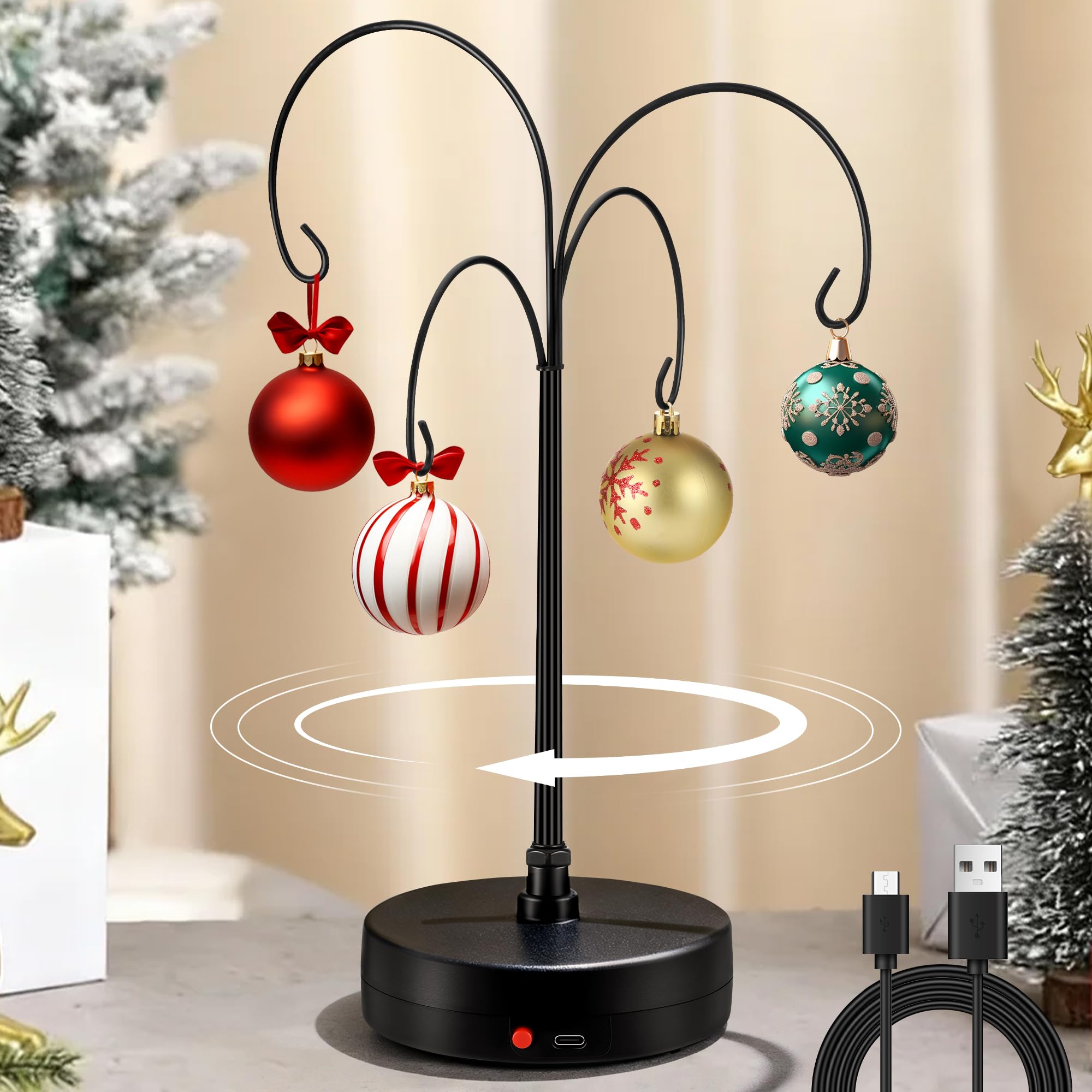 Photo 1 of *USED*
Hohean Electric Rotating Ornament Display Stand, Metal Ornament Hangers Stands, Christmas Ornaments Holder for Crafts, Crystal Glass Balls, Baubles, Xmas Gift & Tabletop Decorations(Tree Style)