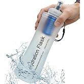 AXEN Collapsible Water Bottle with Filter for Hiking Travel, 1000ml Clear | Foldable Design, Lightweight Portable Filtered Water Bottle, Soft Hydration Flask for Trail Hiking Running Outdoors