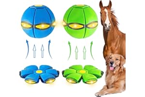 BADWALT 2PCS Horse Ball Toy for Horses with 6 Lights, Herding Disc Balls Toys for Horse, Interactive Play Exercise Training Ball Relieve Stress for Horses Goat, Portable, Outdoor, Blue and Green