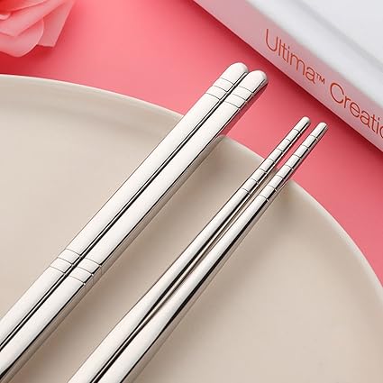 Amazon Gripsticks 再利用可能なステンレス鋼箸箸 4ペア 9 5インチ24 Cm ステンレススチール 韓国語 中国語 日本 語 強化グリップヒント 食器洗い機セーフ シルバー Gripsticks 箸 通販