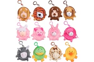 HiUnicorn Mini Animals Stuffed Coin Bag, Kawaii Keychain Wallet Cartoon Animals Coin Purse for Kids Birthday Party Favors