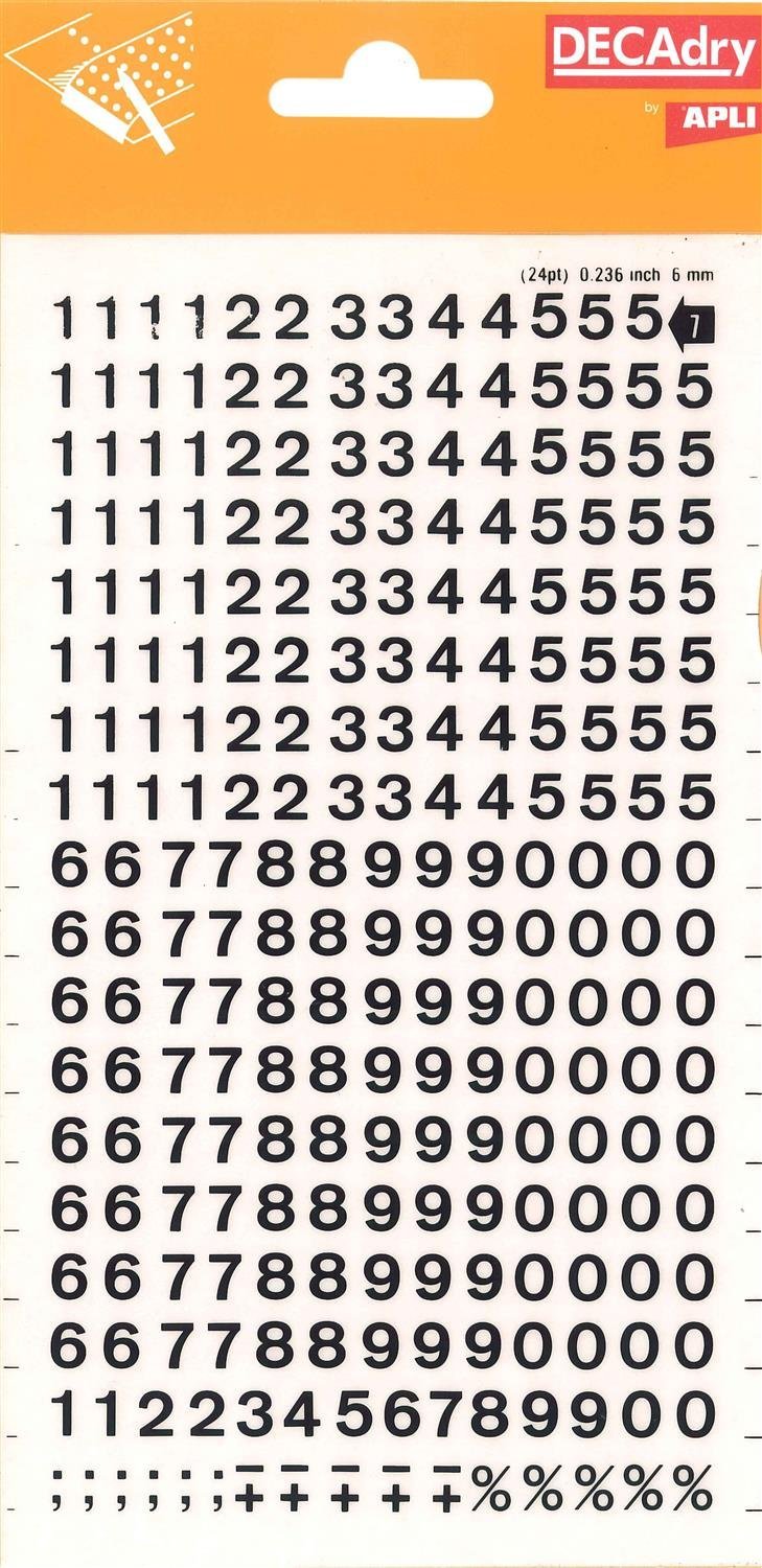 APLI 6mm Transferable Letters and Numbers, Black — image 1