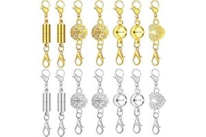 Magnetic Necklace clasps, 14 Pcs Magnetic Necklace Clasps and Closures, Necklace Extender Jewelry Clasps for Bracelet Extende