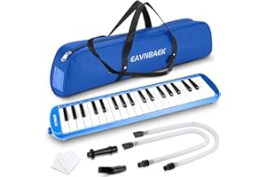 Eavnbaek 37 Keys Melodica Instrument, Soprano Melodica Air Piano Keyboard Pianica with 2 Soft Long Tubes, 2 Short Mouthpieces