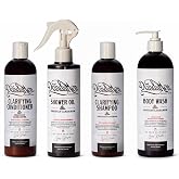 DandyMen Men&rsquo;s Shower Set &ndash; Shampoo, Conditioner, Body Wash &amp; Shower Oil &ndash; Cleansing &amp; Moisturizing Grooming Kit for Hair &amp; Skin (Obsidian Cardamom)
