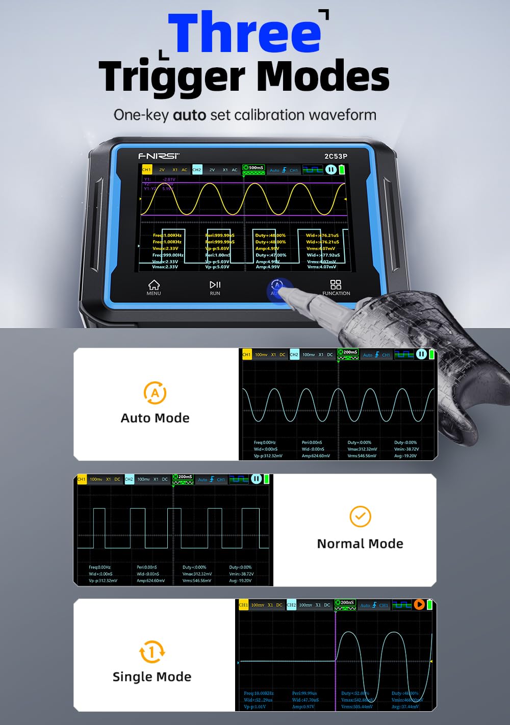 Fnirsi 2c53t Jadeshay Oscilloscope Portable 2C53P 50 MHz 3 En 1 Oscilloscope Numérique Portable Générateur De Signal Avec Double Canal Dual Channel Signaalanalyse