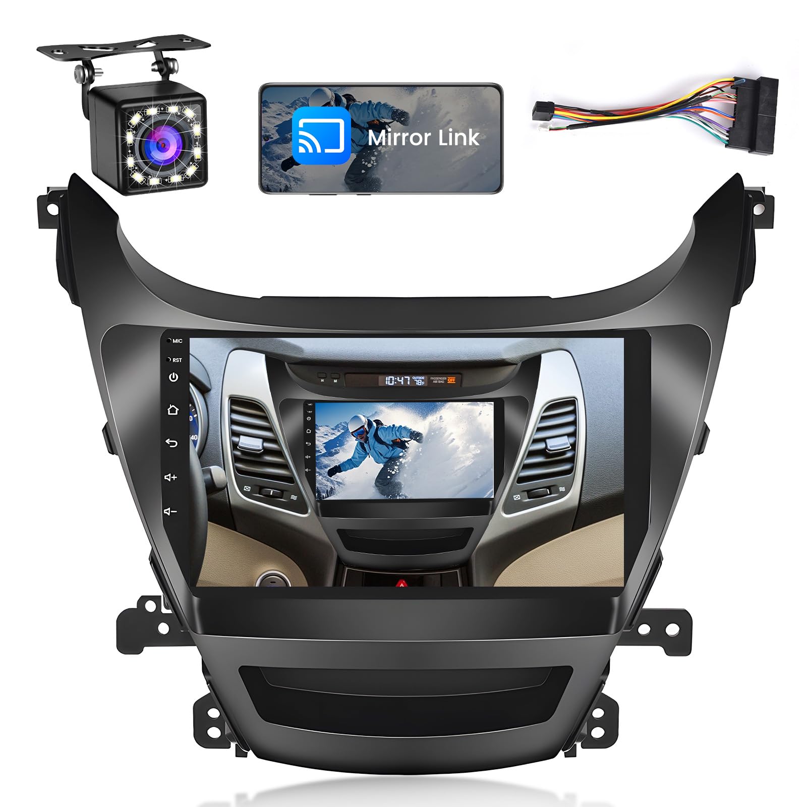 Photo 1 of (1+32G) Car Radio for Hyundai Elantra 2014 2015 2016, Roinvou 9 Inch Touch Screen Radio Upgrade with Backup Camera, Support in-Dash GPS Navigation/Mirror Link/Bluetooth/WiFi/FM/SWC