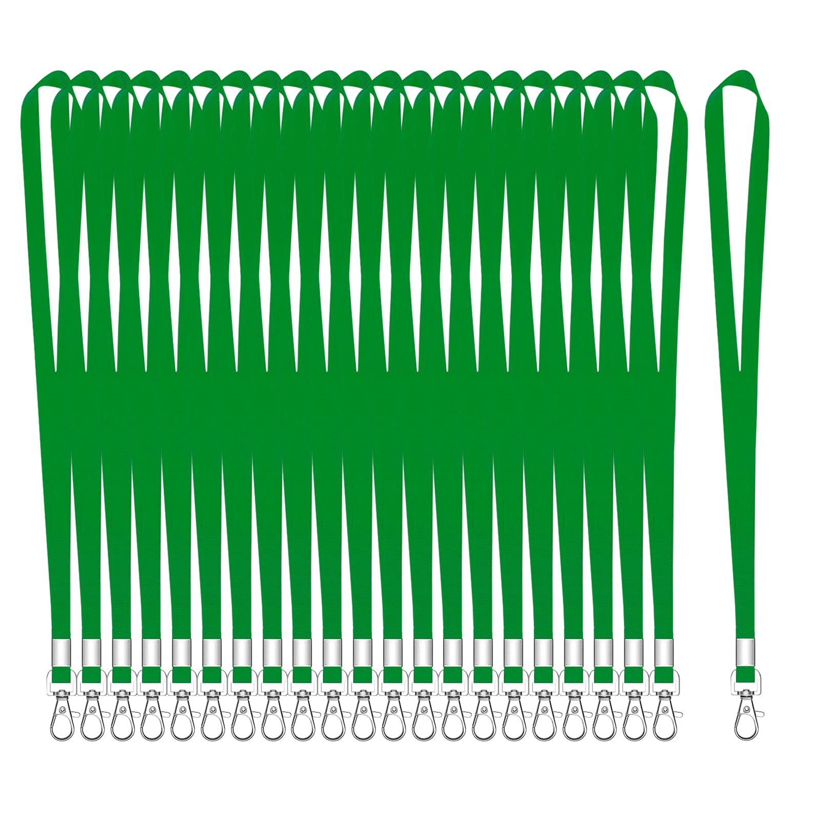 XHDA 100PCS Green Lanyards for Neck, Lanyards for ID Badge, Lanyard with Metal Swivel Hook for ID Card Badge Holder