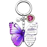 Sister Valentines Sister Gifts from Sisters Sweet Sister Birthday Gift Purple Butterfly Keychains Happy Birthday Sisters Gifts for Girls Best Friend Besties Graduation Christmas Birthday Gift Keyring